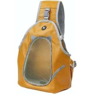 TAILUP Pets Carry Out Shoulder Bag Convenient Foldable Leather Chest Bag  Specification: M(Orange Brown)