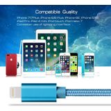 3m 3A Woven Style Metal Head 8 Pin to USB Data / Charger Cable  For iPhone X / iPhone 8 & 8 Plus / iPhone 7 & 7 Plus / iPhone 6 & 6s & 6 Plus & 6s Plus / iPad(Blue)