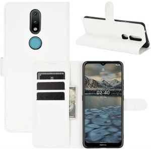 For Nokia 2.4 Litchi Texture Horizontal Flip Protective Case with Holder & Card Slots & Wallet(White)