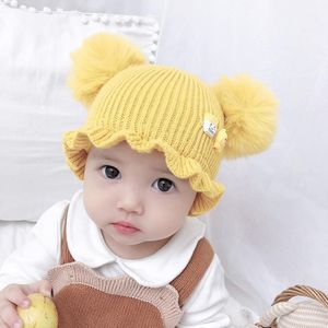 MZ8264 Cartoon Three-dimensional French Fries Duck Baby Skullcap Knitted Double Ball Woolen Hat  Size: Free Size(Yellow)