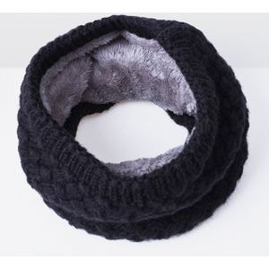 Winter Plus Velvet Thicken Warm Pullover Knit Scarf  Size:47 x 22cm(Black)