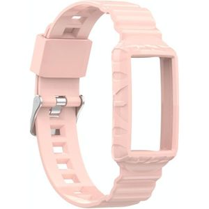Voor Fitbit Charge 5 Silicone One Body Armor Watch Strap (Pink)