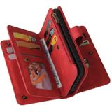 Skin Feel PU + TPU Horizontal Flip Leather Case with Holder & 15 Cards Slot & Wallet & Zipper Pocket & Lanyard For iPhone 12 mini(Red)