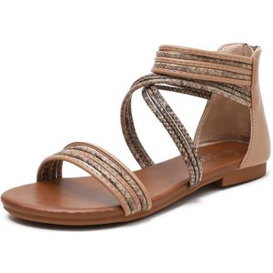 Vrouwen zomer sandalen Romeinse stijl platte schoenen seaside beach schoenen  grootte: 38 (abrikoos)