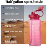 2000ml Large Capacity Portable Bounce Lid Water Bottle with Straw Tritan Material Outdoor Sports Kettle(Red)