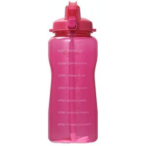 2000ml Large Capacity Portable Bounce Lid Water Bottle with Straw Tritan Material Outdoor Sports Kettle(Red)