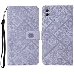 For Huawei P smart 2019 / Honor 10 Lite Ethnic Style Embossed Pattern Horizontal Flip Leather Case with Holder & Card Slots & Wallet & Lanyard(Purple)