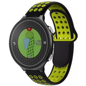 Voor Garmin Approach S6 tweekleurige geperforeerde ademende siliconen horlogeband (zwart + geel)