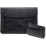 Horizontal Litchi Texture Laptop Bag Liner Bag For MacBook 12 Inch A1534(Liner Bag+Power Bag Black)