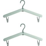 2 PCS Travel Folding Hanger Portable Drying Rack With Small Clamps(Green)