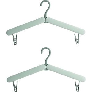 2 PCS Travel Folding Hanger Portable Drying Rack With Small Clamps(Green)