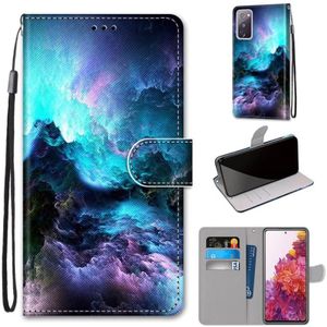 For Samsung Galaxy S20 FE 5G Coloured Drawing Cross Texture Horizontal Flip PU Leather Case with Holder & Card Slots & Wallet & Lanyard(Colorful Clouds)