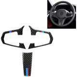 3 in 1 Car Carbon Fiber Tricolor Steering Wheel Button Decorative Sticker for BMW 5 Series G30 X3 G01  Left and Right Drive Universal