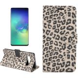 Leopard Texture PU + TPU Horizontal Flip Leather Case for Galaxy S10  with Holder & Card Slots & Wallet (Brown)