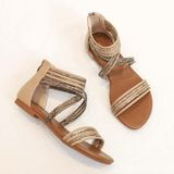 Vrouwen zomer sandalen Romeinse stijl platte schoenen seaside beach schoenen  grootte: 36 (abrikoos)
