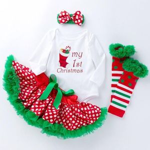 Baby Christmas Long Sleeve Cartoon Romper Net Gauze Tutu Set (Kleur: Kerst kous grootte:59)