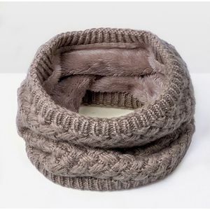 Winter Plus Velvet Thicken Warm Pullover Knit Scarf  Size:47 x 22cm(Khaki)