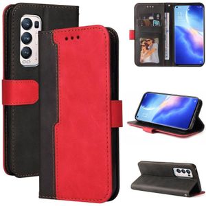 For OPPO Reno5 Pro+ 5G / Find X3 Neo Business Stitching-Color Horizontal Flip PU Leather Case with Holder & Card Slots & Photo Frame & Lanyard(Red)