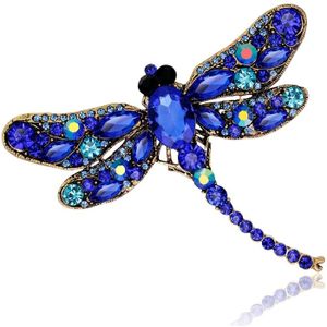 Vintage Classical Dragonfly Pattern Rhinestone Brooch(Blue)
