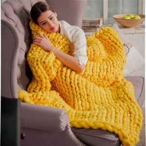 Fashion Handmade Knitted Wool Blanket  Size:80X100cm(Yellow)