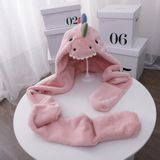 C0215 Adult Dinosaur Cartoon Velvet Hat Thickened Warm Scarf Hat  Size: One Size(Pink)