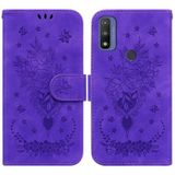 Voor Motorola Moto G9 Play / E7 Plus Butterfly Rose Lederen telefoonhoesje