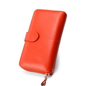 3 PCS  Multifunction Zipper Women Leather Wallet Long Trifold Coin Purse Card Holder Clutch(Orange)