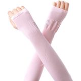 2PCS Long Ice Silk Sunscreen Sleeves Cycling Driving Outdoor UV Arm Oversleeve  Length: 38cm(Pink)