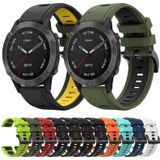 Voor Garmin Fenix 6 Sapphire GPS 22mm tweekleurige sport siliconen horlogeband (wit + zwart)