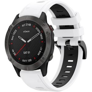 Voor Garmin Fenix 6 Sapphire GPS 22mm tweekleurige sport siliconen horlogeband (wit + zwart)