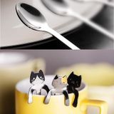 2 PCS Creative 304 Stainless Steel Cartoon Cat Handle Coffee Stirring Spoons  11.8*1.8cm(Gold)