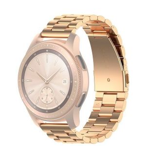 For Huawei GT2/GT/Samsung Galaxy Watch 46mm R800/Samsung Gear S3 Universal Three Beads Stainless Steel Watch Wrist Strap 22mm(Rose Gold)
