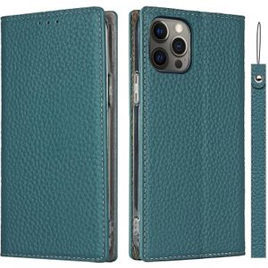 Litchi Texture Horizontal Flip Top Layer Cowhide Leather Case with Holder & Card Slots & Wallet & Strap & Wire Winder For iPhone 12 Pro Max(Sky Blue)