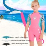 DIVE & SAIL M150656K Children Diving Suit 2.5mm One-piece Warm Swimsuit Short-sleeved Cold-proof Snorkeling Surfing Anti-jellyfish Suit  Size: XXL(Pink)