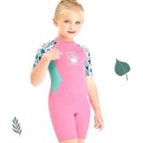 DIVE & SAIL M150656K Children Diving Suit 2.5mm One-piece Warm Swimsuit Short-sleeved Cold-proof Snorkeling Surfing Anti-jellyfish Suit  Size: XXL(Pink)