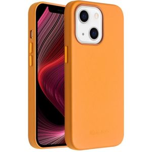 Qialino Nappa Cowhide Magsafe Magnetische beschermhoes voor iPhone 13 (Oranje)