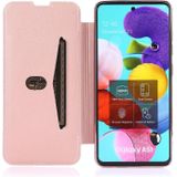 For Samsung Galaxy A51 Bronzing Plating PU + TPU Horizontal Flip Leather Case with Holder & Card Slot(Pink White)
