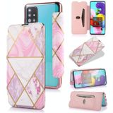 For Samsung Galaxy A51 Bronzing Plating PU + TPU Horizontal Flip Leather Case with Holder & Card Slot(Pink White)