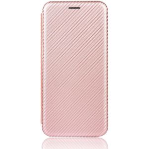 For Motorola Moto E(2020) Carbon Fiber Texture Magnetic Horizontal Flip TPU + PC + PU Leather Case with Rope & Card Slot(Pink)