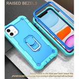 PC + Rubber 3-layers Shockproof Protective Case with Rotating Holder For iPhone 11(Mint Green + Blue)
