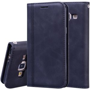 For Samsung Galaxy J3 (2016) Frosted Business Magnetic Horizontal Flip PU Leather Case with Holder & Card Slot & Lanyard(Black)