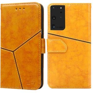 For Samsung Galaxy S21 Ultra 5G Geometric Stitching Horizontal Flip TPU + PU Leather Case with Holder & Card Slots & Wallet(Yellow)