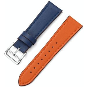 Voor Huawei Watch3/Watch3 Pro 22mm SuperShift Contrast Pin Buckle Leather Watch Band (blauw+oranje)
