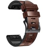 Voor Garmin Fenix 7/6/5 Crocodile Texture Silicone Leather Watch Band (Coffee)