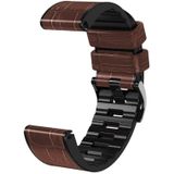 Voor Garmin Fenix 7/6/5 Crocodile Texture Silicone Leather Watch Band (Coffee)