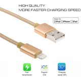 2m 3A Woven Style Metal Head 8 Pin to USB Data / Charger Cable  For iPhone X / iPhone 8 & 8 Plus / iPhone 7 & 7 Plus / iPhone 6 & 6s & 6 Plus & 6s Plus / iPad(Gold)