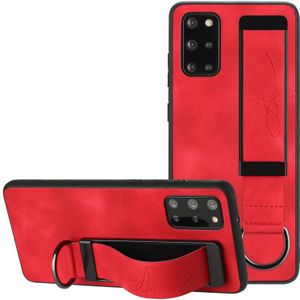 Voor Samsung Galaxy S20 FE Polsbandhouder Leather Back Phone Case(Rood)