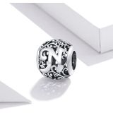 S925 Sterling Silver Mori Series Hollow Letters Beads DIY Bracelet Necklace Accessories(N)