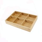 Hot Pot Bamboo Plate Compartmental Platter Vegetable Wood Tray Set Six Grid Plate