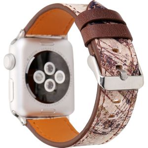 For Apple Watch Series 3 & 2 & 1 42mm Retro Flower Series Brown Music Score Pattern Wrist Watch Genuine Leather Band